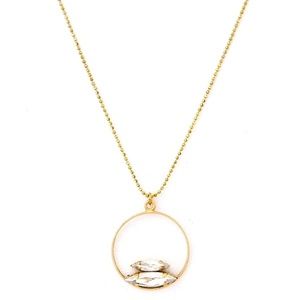 Catherine Popesco Jewelry - Gold Double Marquise Crystal Hoop Pendant Catherine Popesco Jewelry - Gold Double Marquise Crystal Hoop Pendant